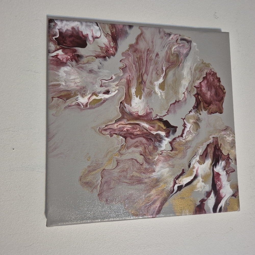 Abstract Canvas Art in Burgundy and Gold